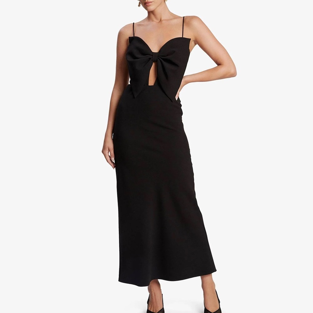Bardot Black Cut-Out Halter Cocktail Gown